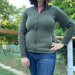 Patagonia dark green better sweater zip up, medium